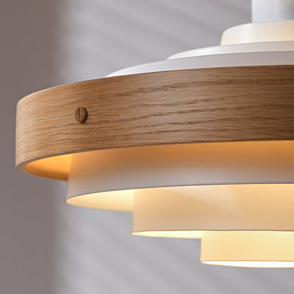 Traditional French Circle Iron Wood 1-Light Pendant Light For Living Room
