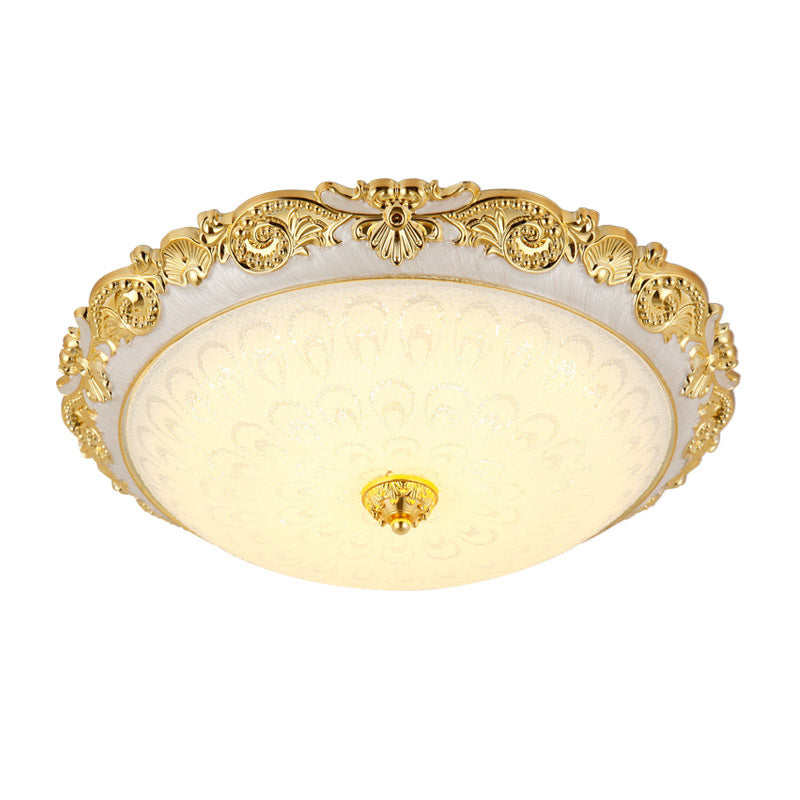 Traditional European Round ABS Glass LED Flush Mount Ceiling Light For Bedroom