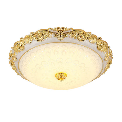 Traditional European Round ABS Glass LED Flush Mount Ceiling Light For Bedroom