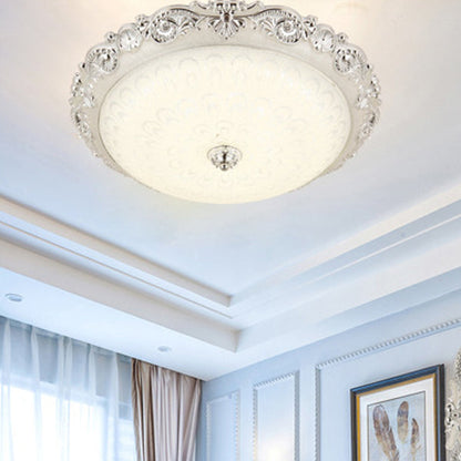 Traditional European Round ABS Glass LED Flush Mount Ceiling Light For Bedroom