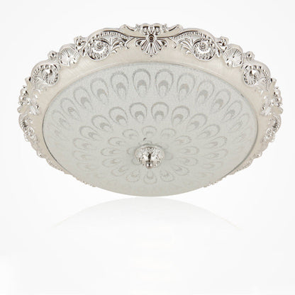 Traditional European Round ABS Glass LED Flush Mount Ceiling Light For Bedroom