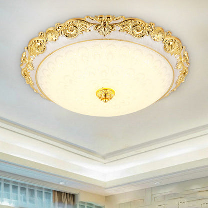 Traditional European Round ABS Glass LED Flush Mount Ceiling Light For Bedroom