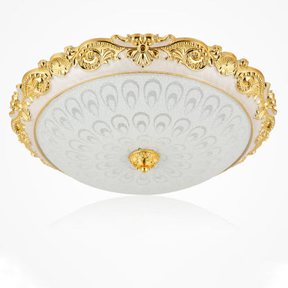 Traditional European Round ABS Glass LED Flush Mount Ceiling Light For Bedroom