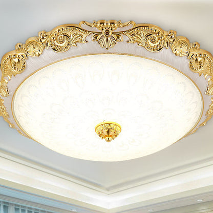 Traditional European Round ABS Glass LED Flush Mount Ceiling Light For Bedroom