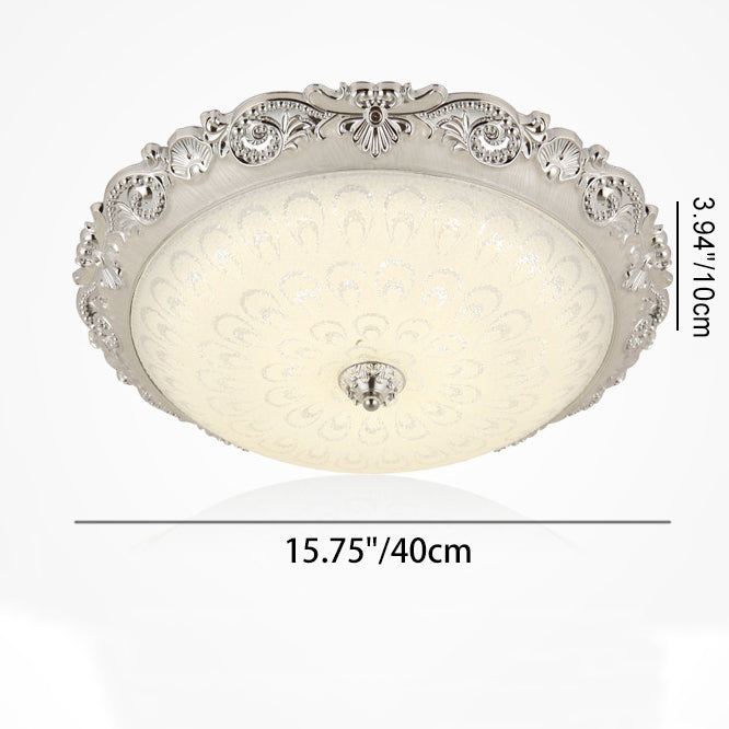 Traditional European Round ABS Glass LED Flush Mount Ceiling Light For Bedroom