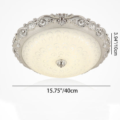 Traditional European Round ABS Glass LED Flush Mount Ceiling Light For Bedroom