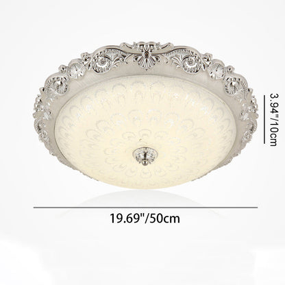 Traditional European Round ABS Glass LED Flush Mount Ceiling Light For Bedroom