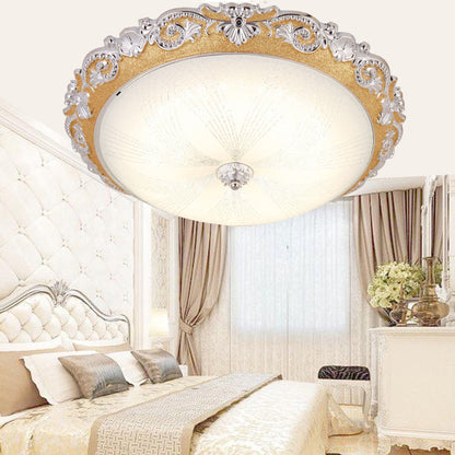 Traditional European Round ABS Glass LED Flush Mount Ceiling Light For Bedroom
