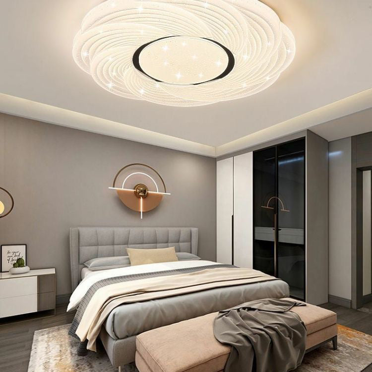 Contemporary Creative Storm Iron Acrylic LED Flush Mount Ceiling Light For Bedroom