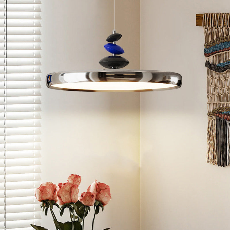 Modern Simplicity Flying Saucer Round Aluminum Acrylic LED Pendant Light For Living Room