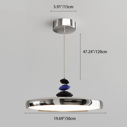 Modern Simplicity Flying Saucer Round Aluminum Acrylic LED Pendant Light For Living Room