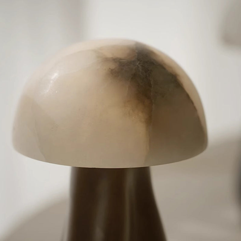 Contemporary Creative Mushroom Marble 1-Light Table Lamp For Bedroom