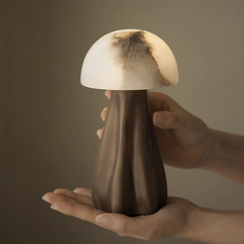 Contemporary Creative Mushroom Marble 1-Light Table Lamp For Bedroom