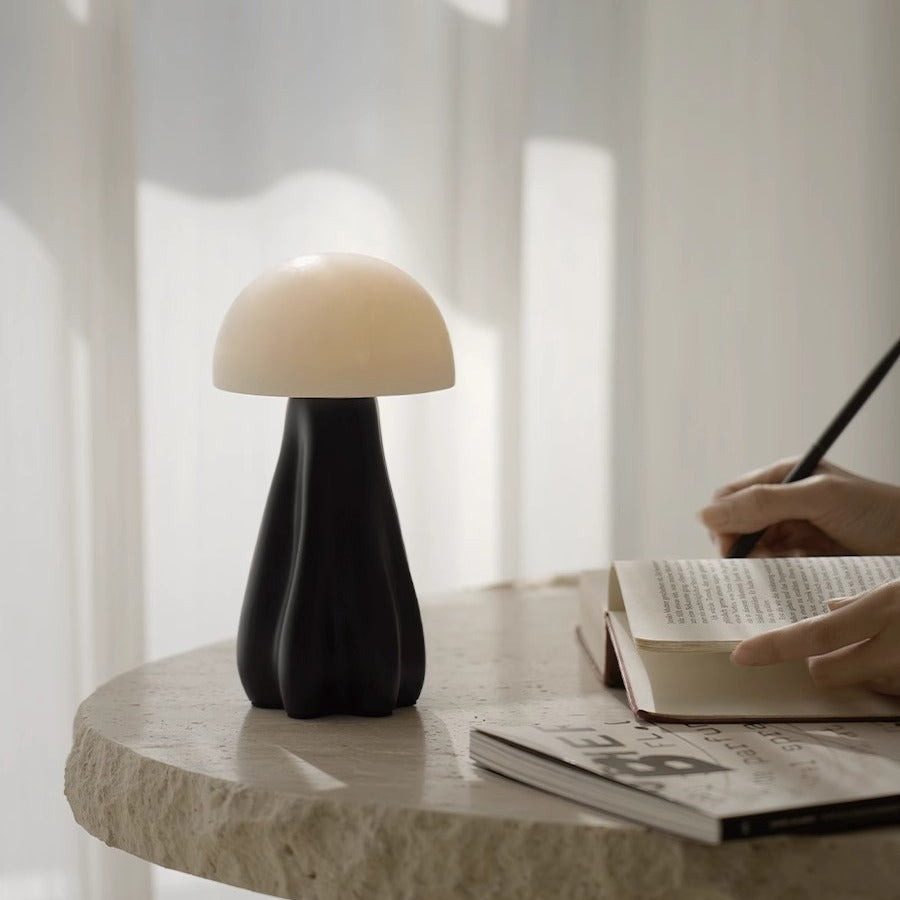 Contemporary Creative Mushroom Marble 1-Light Table Lamp For Bedroom
