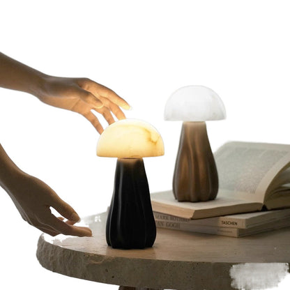 Contemporary Creative Mushroom Marble 1-Light Table Lamp For Bedroom