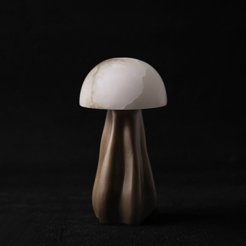 Contemporary Creative Mushroom Marble 1-Light Table Lamp For Bedroom