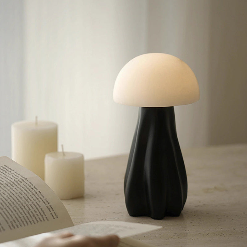 Contemporary Creative Mushroom Marble 1-Light Table Lamp For Bedroom