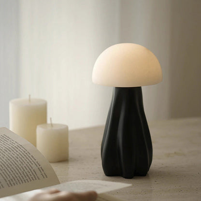 Contemporary Creative Mushroom Marble 1-Light Table Lamp For Bedroom