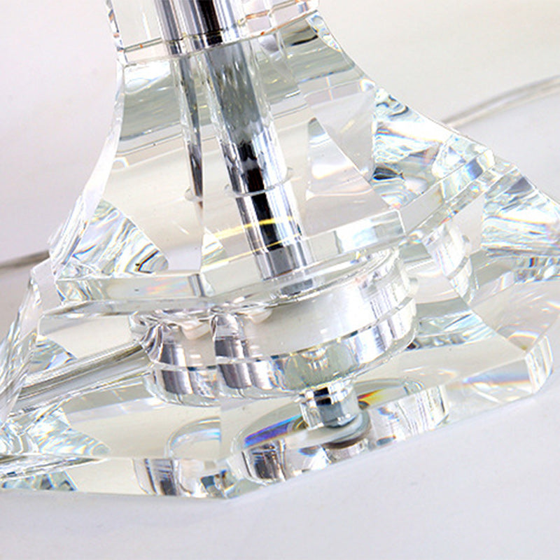 Modern Luxury Round Iron Crystal 1-Light Table Lamp For Bedroom
