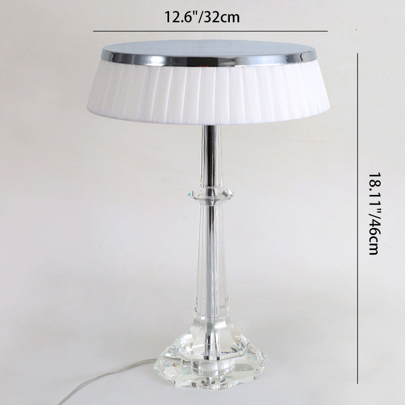 Modern Luxury Round Iron Crystal 1-Light Table Lamp For Bedroom