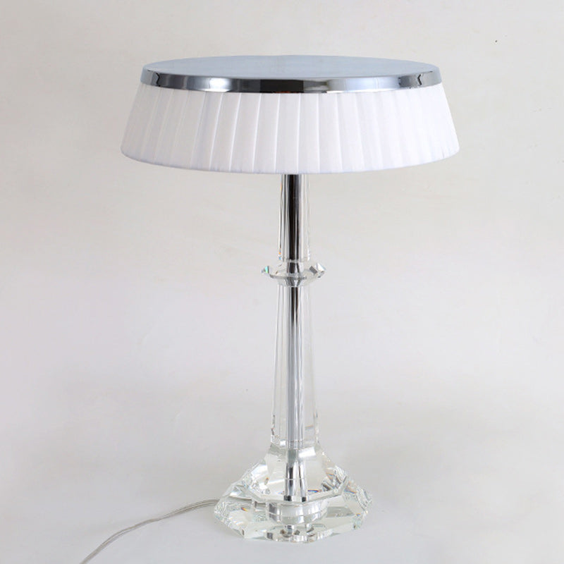Modern Luxury Round Iron Crystal 1-Light Table Lamp For Bedroom