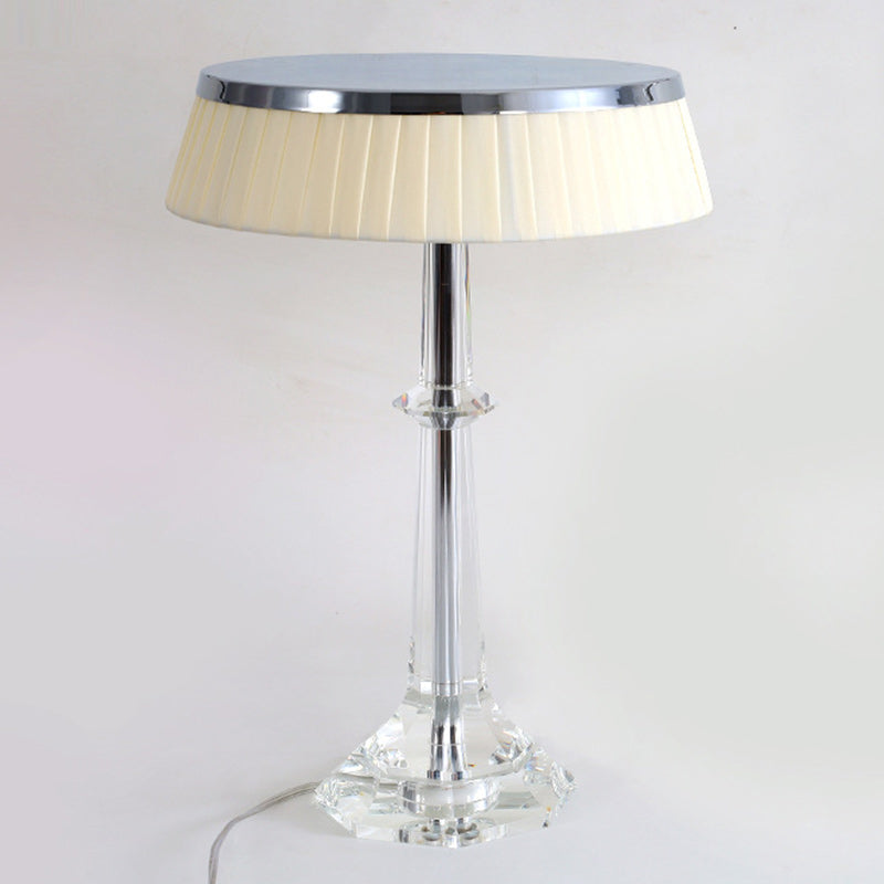 Modern Luxury Round Iron Crystal 1-Light Table Lamp For Bedroom