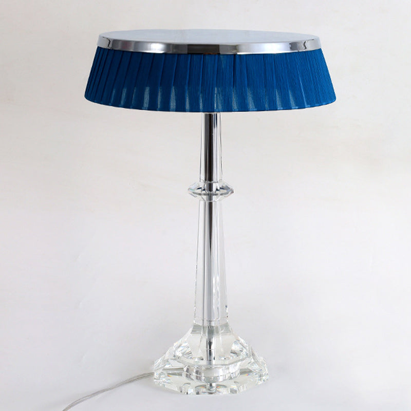Modern Luxury Round Iron Crystal 1-Light Table Lamp For Bedroom
