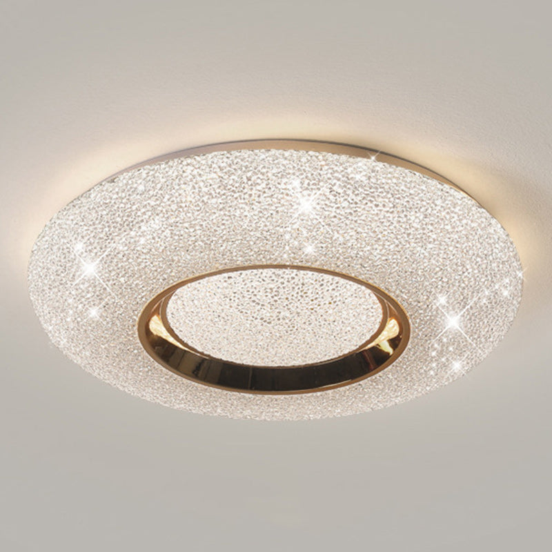 Modern Luxury Round Iron Crystal LED Flush Mount Ceiling Light For Bedroom