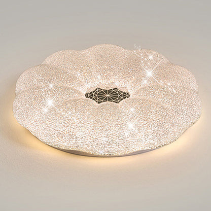 Modern Luxury Round Iron Crystal LED Flush Mount Ceiling Light For Bedroom