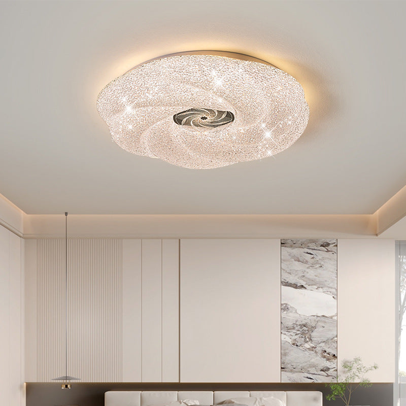 Modern Luxury Round Iron Crystal LED Flush Mount Ceiling Light For Bedroom
