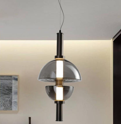Modern Luxury Dome Metal Glass LED Pendant Light For Living Room