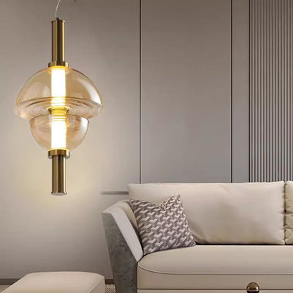 Modern Luxury Dome Metal Glass LED Pendant Light For Living Room