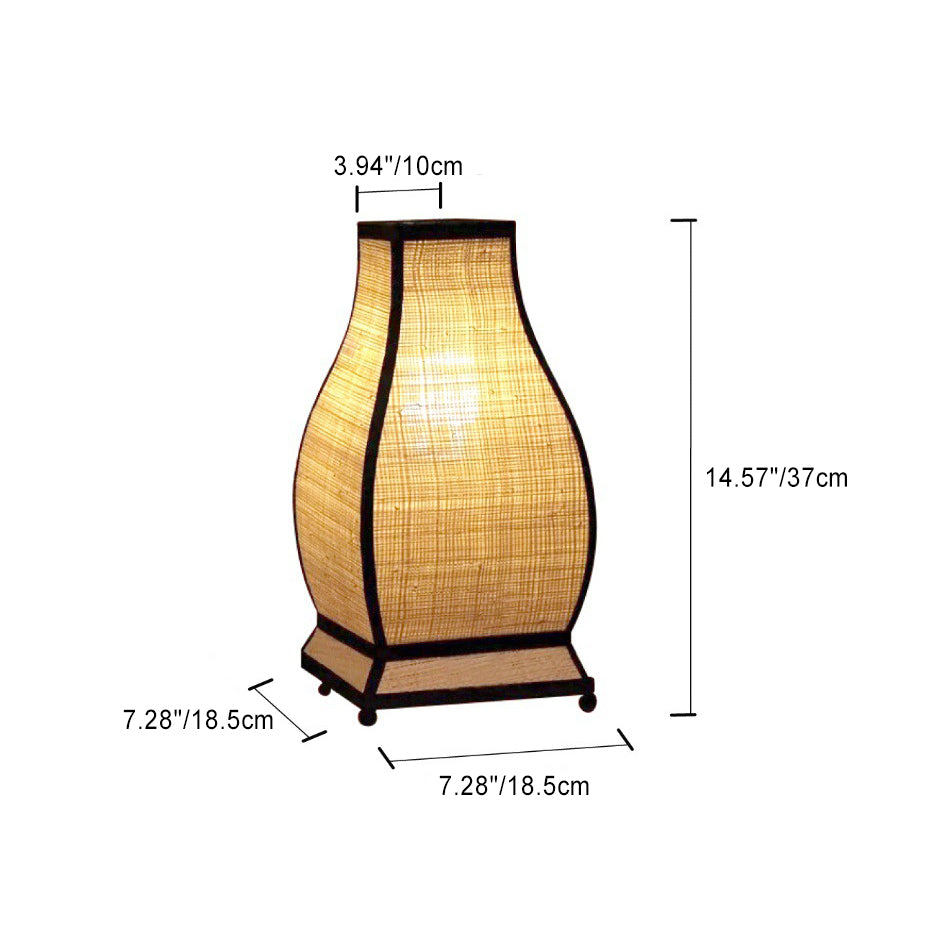 Traditional Chinese Trapezoid Fabric 1-Light Table Lamp For Bedroom