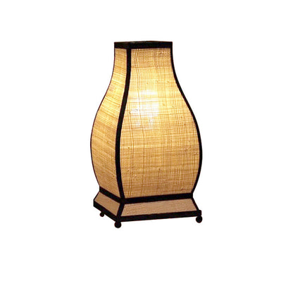 Traditional Chinese Trapezoid Fabric 1-Light Table Lamp For Bedroom
