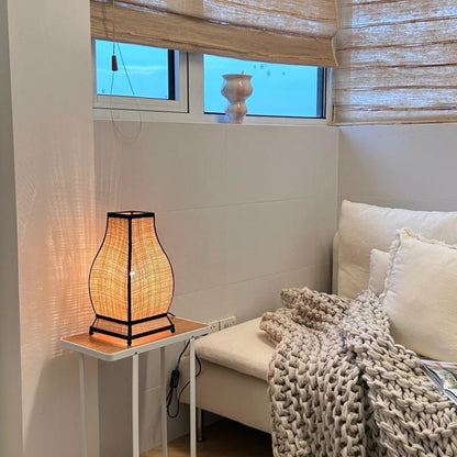 Traditional Chinese Trapezoid Fabric 1-Light Table Lamp For Bedroom