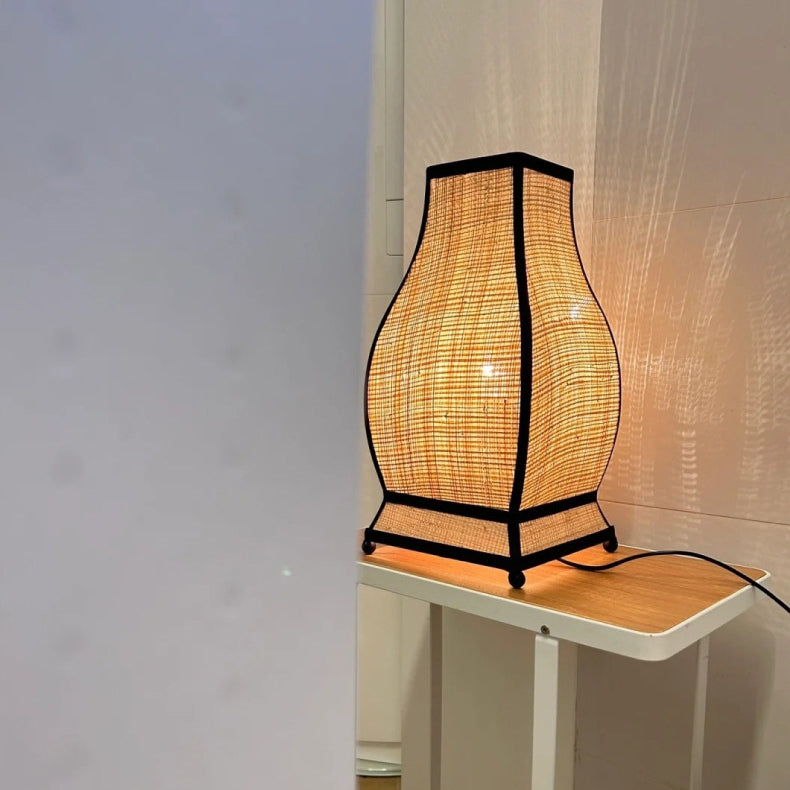 Traditional Chinese Trapezoid Fabric 1-Light Table Lamp For Bedroom