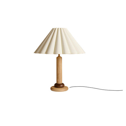Traditional Vintage Cone Solid Wood Fabric 1-Light Table Lamp For Bedroom