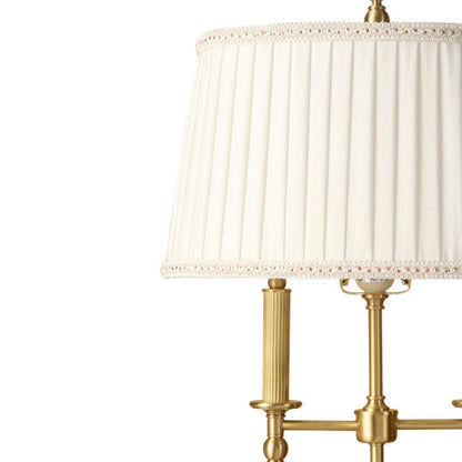 Traditional French Frustum Cone Copper Fabric 1-Light Table Lamp For Bedroom
