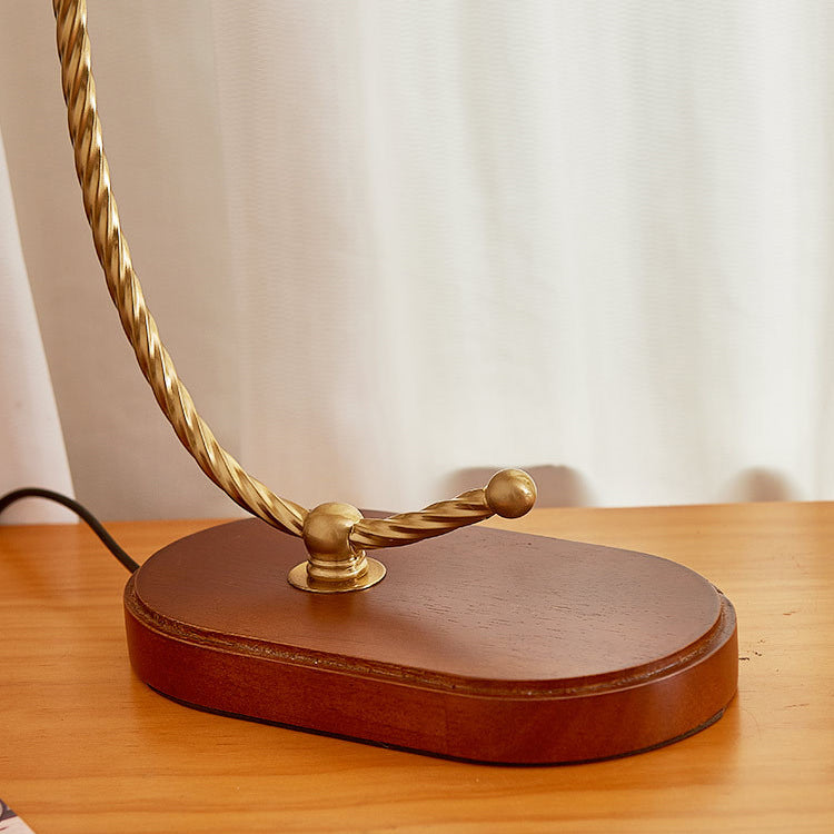 Modern Mid-Century Dome Iron Ceramic Solid Wood 1-Light Table Lamp For Bedroom