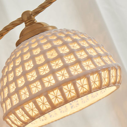 Modern Mid-Century Dome Iron Ceramic Solid Wood 1-Light Table Lamp For Bedroom