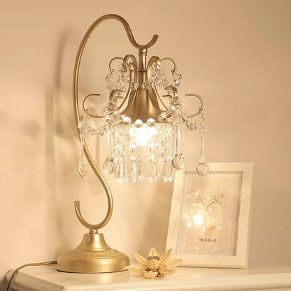 Contemporary Creative Cone Metal Crystal 1-Light Table Lamp For Bedroom