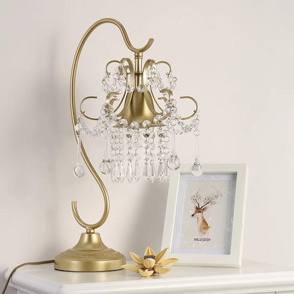 Contemporary Creative Cone Metal Crystal 1-Light Table Lamp For Bedroom