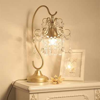 Contemporary Creative Cone Metal Crystal 1-Light Table Lamp For Bedroom