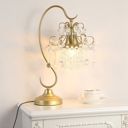 Contemporary Creative Cone Metal Crystal 1-Light Table Lamp For Bedroom