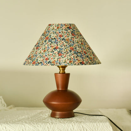 Modern Mid-Century Frustum Cone Fabric Solid Wood 1-Light Table Lamp For Bedroom