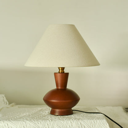 Modern Mid-Century Frustum Cone Fabric Solid Wood 1-Light Table Lamp For Bedroom