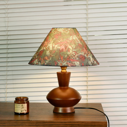 Modern Mid-Century Frustum Cone Fabric Solid Wood 1-Light Table Lamp For Bedroom