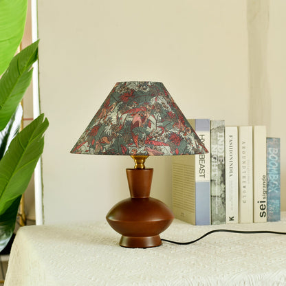 Modern Mid-Century Frustum Cone Fabric Solid Wood 1-Light Table Lamp For Bedroom