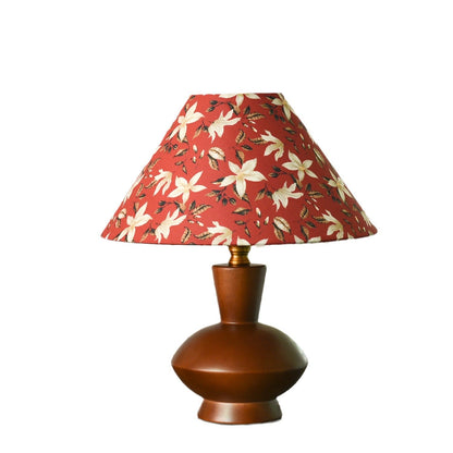 Modern Mid-Century Frustum Cone Fabric Solid Wood 1-Light Table Lamp For Bedroom