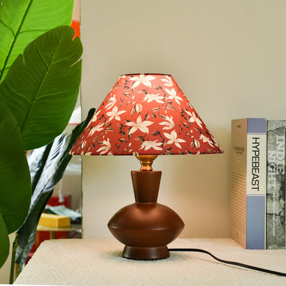 Modern Mid-Century Frustum Cone Fabric Solid Wood 1-Light Table Lamp For Bedroom